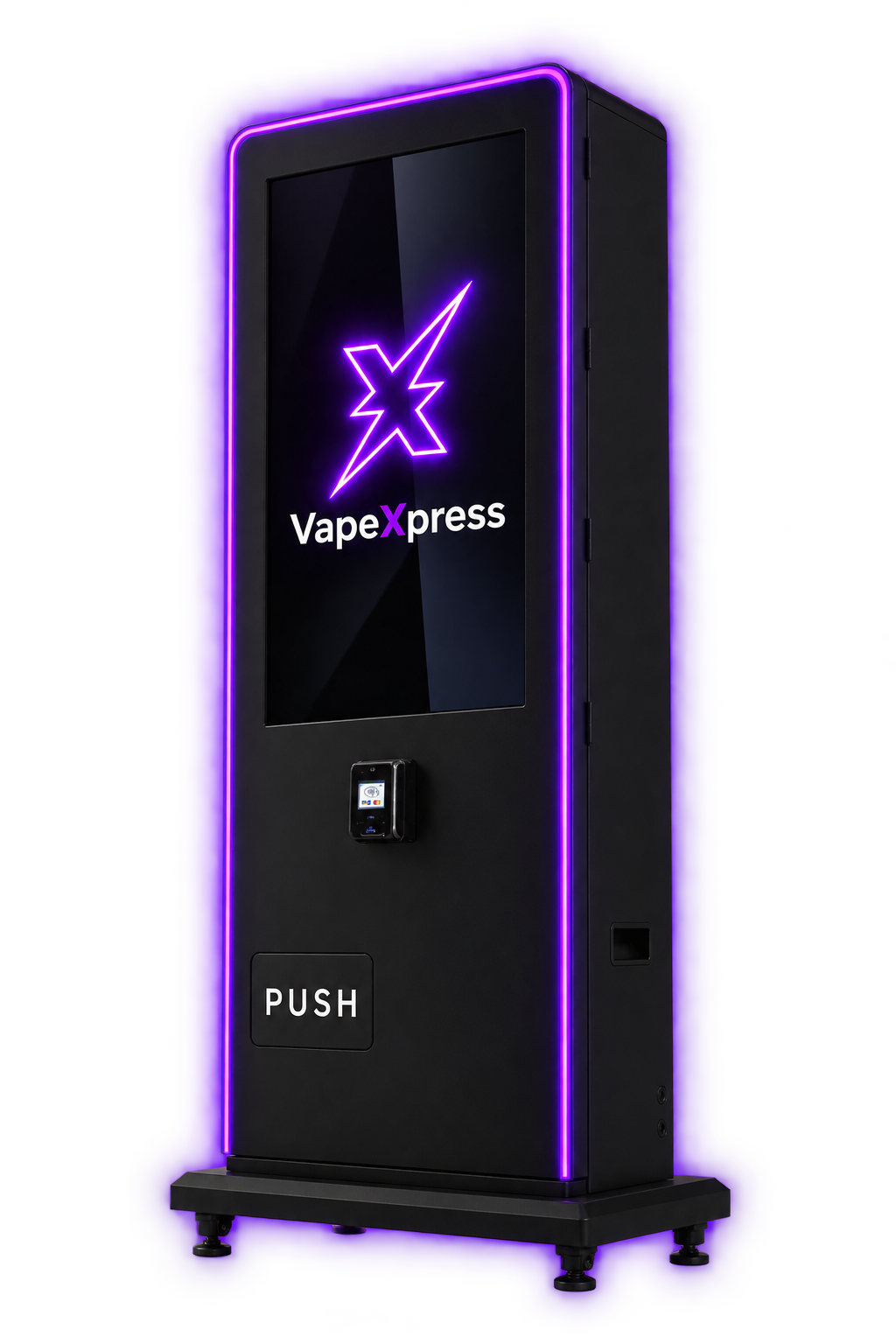 Distributeur VP02 Max posé au sol, contour LED violet
