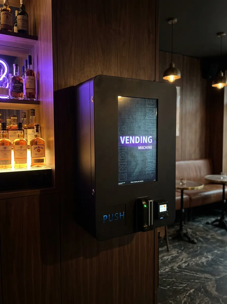 Distributeur Vape Express installé dans un bar lounge premium